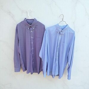 Kirkland Signature XXL Traditional Fit‎ Dress Shirts Blue Plaid Stripe 2 shirts